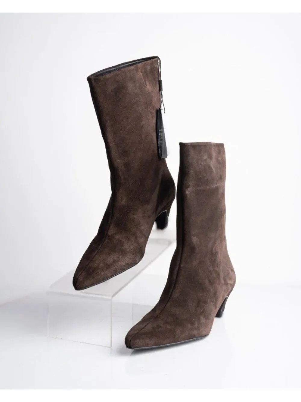 Massimo Dutti Womens Suede Boots Brown heeled US 6.5 EU 37 NWT 1100/550